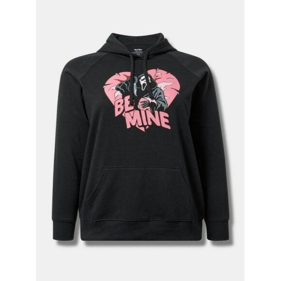 NWT Torrid Scream Ghost Face Be Mine Classic Fit Fleece Hoodie 3X 22-24 Black Pi - Picture 1 of 7